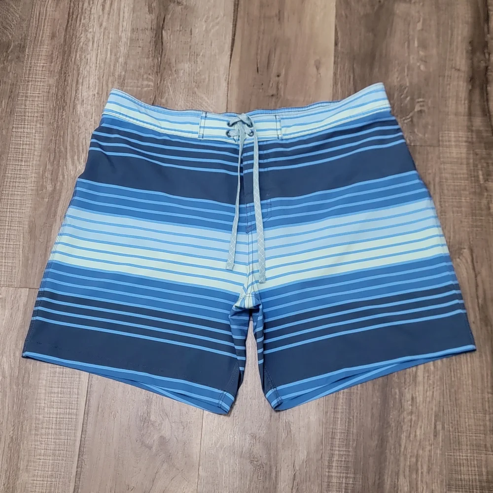 Southern Tide Blue Striped Swim Trunks